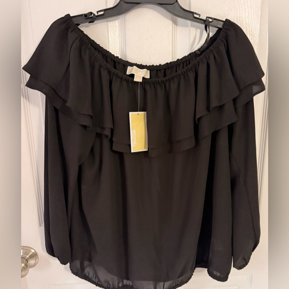 Michael Kors Black Ruffle Blouse
